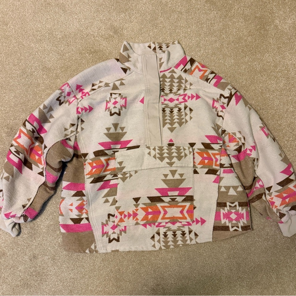 Blue B. Aztec Patterned Women's Sweater - Pink, Brown, Cream